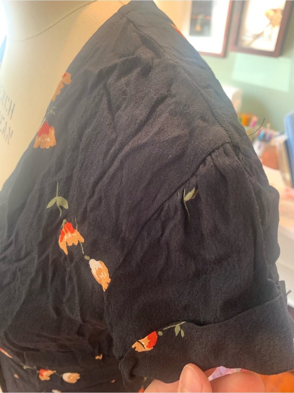 Capulet Black Floral Button-Down Maxi Dress with Orange Accents - Picture 3 of 8